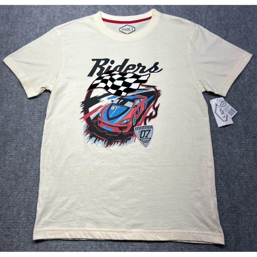 Faze 1 T-Shirt Mens Size M Cream Riders 07 Champ Racer Crew Neck New